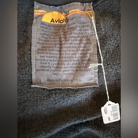 AVIATOR NATION UNISEX RUGBY STITCH CROPPED CREW SWEATSHIRT RELAXED CHARCOAL NEON - Picture 10 of 10